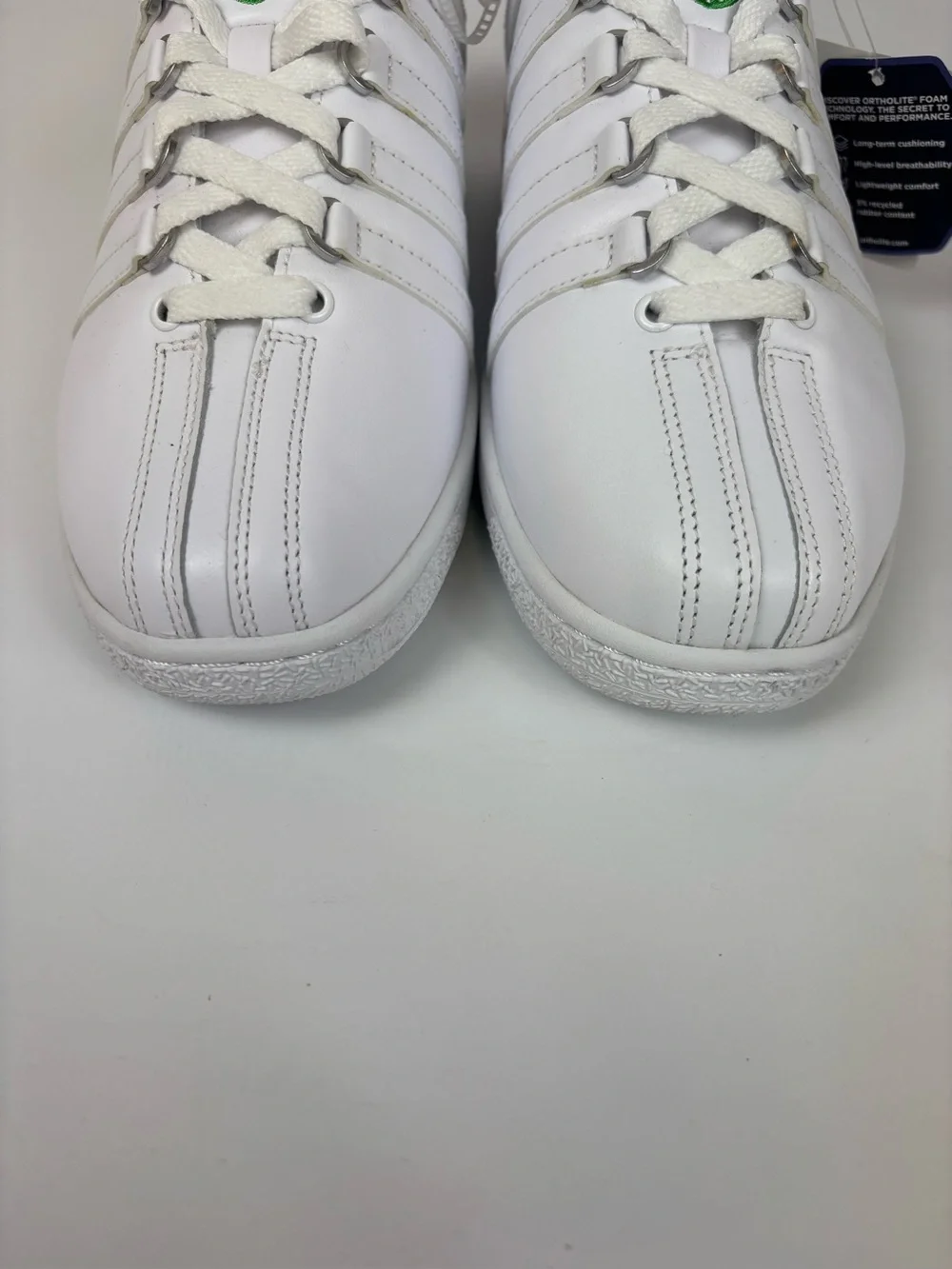 K-Swiss Classic VN Leather Sneakers Low Profile Iconic White Green Mens Size 9.5
